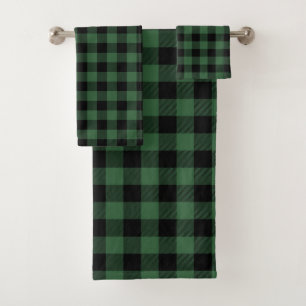 Conjunto De Toalhas Padrão do Homem da Xadrez do Flannel Verde Lumber