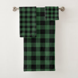 Conjunto De Toalhas Padrão do Homem da Xadrez do Flannel Verde Lumberj
