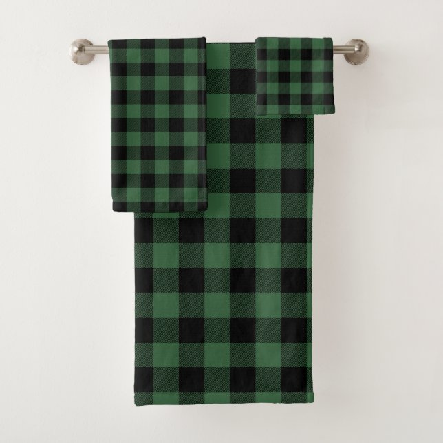Conjunto De Toalhas Padrão do Homem da Xadrez do Flannel Verde Lumberj (Insitu)