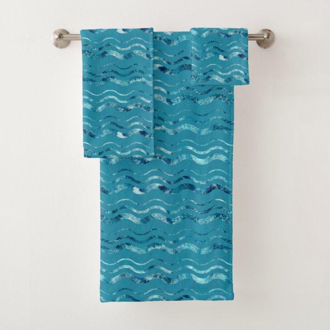 Conjunto De Toalhas Padrão do Mar Azul Onda (Insitu)