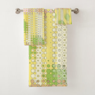 Conjunto De Toalhas padrão do motivo amarelo e verde