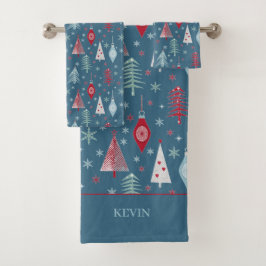 Conjunto De Toalhas Padrão do Natal de inverno.