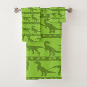 Conjunto De Toalhas Padrão do Raptor Verde