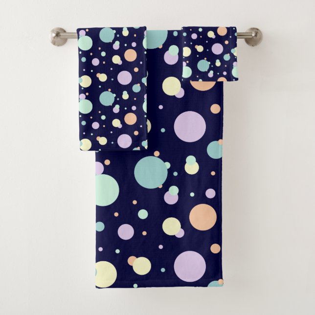 Conjunto De Toalhas Padrão dos Círculos de Cores do Pastel Moderno (Insitu)