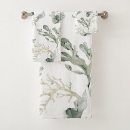 Conjunto De Toalhas Padrão dos Verdes do Mar