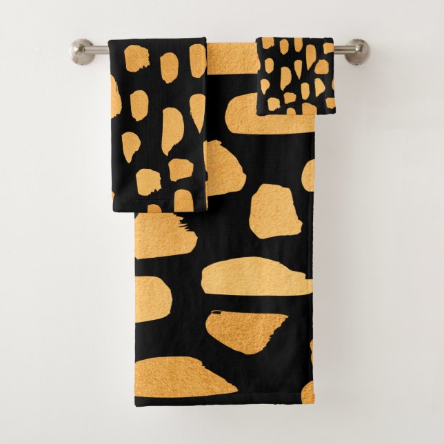 Conjunto De Toalhas Padrão Dourado (Insitu)