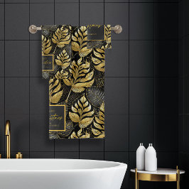 Conjunto De Toalhas Padrão Dourado de Natal preto nº 29 ID1009