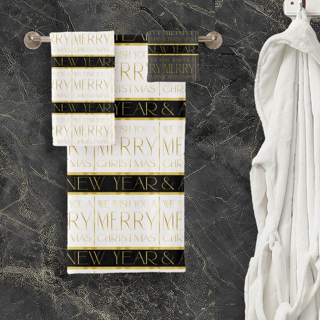 Conjunto De Toalhas Padrão Dourado de Natal preto nº 35 ID1009 (Criador carregado)