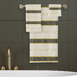 Conjunto De Toalhas Padrão Dourado de Natal Verde#35 ID1009