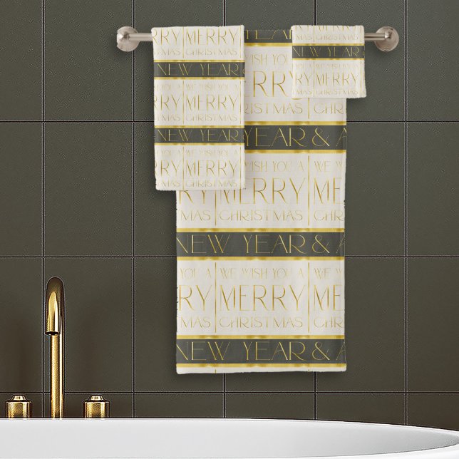 Conjunto De Toalhas Padrão Dourado de Natal Verde#35 ID1009 (Criador carregado)