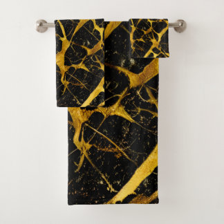 Conjunto De Toalhas Padrão Dourado de textura de mármore sem costura