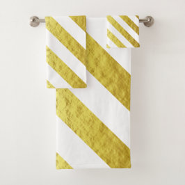 Conjunto De Toalhas Padrão Dourado Elegante