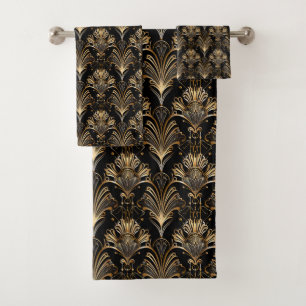 Conjunto De Toalhas Padrão dourado preto-branco descodificado