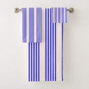Conjunto De Toalhas Padrão elétrico azul e bege cinco faixas