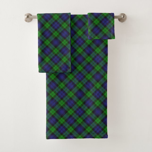 Conjunto De Toalhas Padrão Escocês da Xadrez Tartan Black Watch (Insitu)