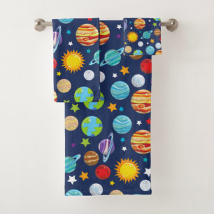 Conjunto De Toalhas Padrão Espacial, Planetas, Estrelas, Cosmos, Galáx