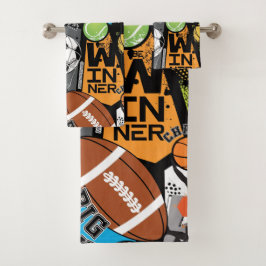 Conjunto De Toalhas Padrão Esportivo Com Bolas
