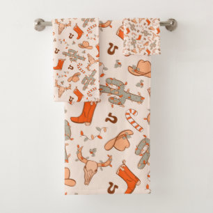 Conjunto De Toalhas Padrão Estético de Natal Trendy Western Cowboy