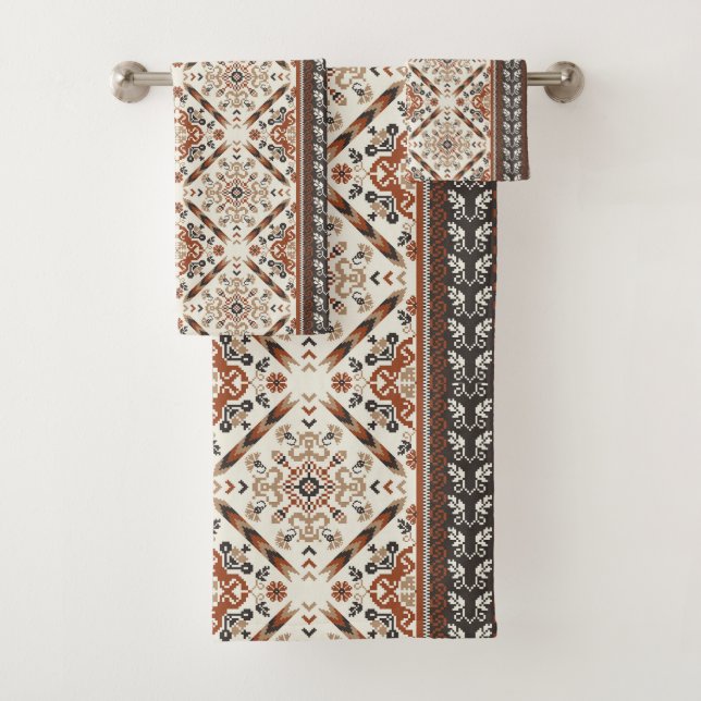 Conjunto De Toalhas Padrão Étnico Oriental Floral (Insitu)