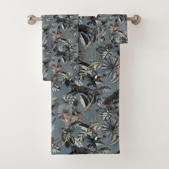 Conjunto De Toalhas Padrão Exótico de Selva Tropical Pantera Leopardo (Insitu)