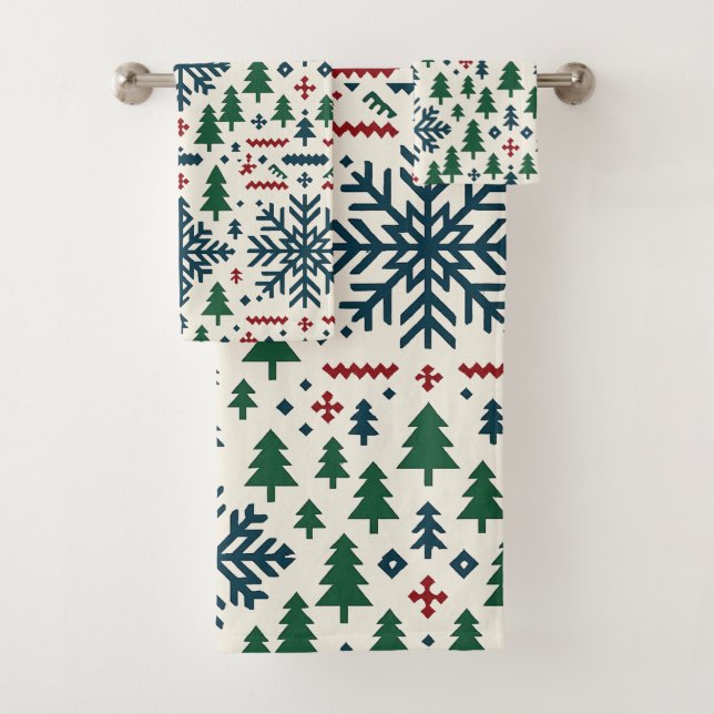 Conjunto De Toalhas Padrão Festivo do Floco de Neve de inverno (Insitu)