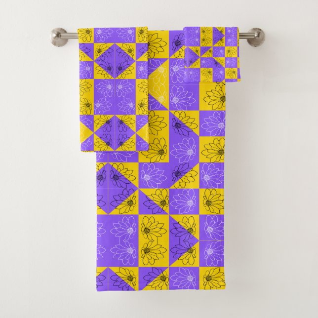 Conjunto De Toalhas Padrão Físico do Chessboard Geométrico (Insitu)