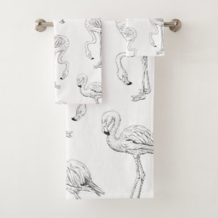 Conjunto De Toalhas Padrão Flamingo