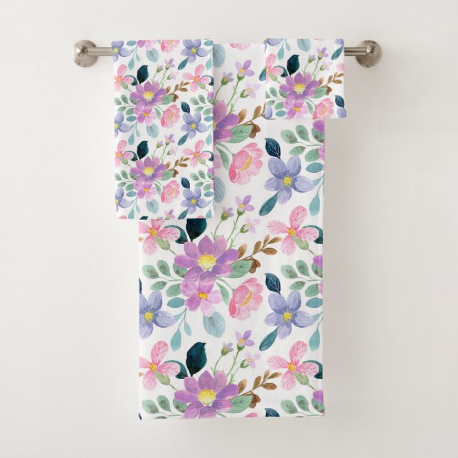 Conjunto De Toalhas Padrão Floral (Insitu)