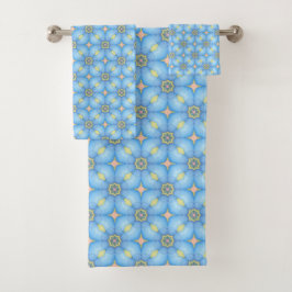 Conjunto De Toalhas Padrão Floral Abstrato azul