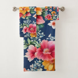 Conjunto De Toalhas Padrão Floral Amarelo de Verão