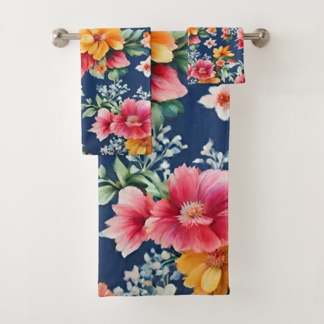 Conjunto De Toalhas Padrão Floral Amarelo de Verão (Insitu)