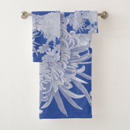 Conjunto De Toalhas Padrão Floral Azul de Chinoiserie Vintage Chinoise