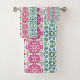 Conjunto De Toalhas Padrão floral boêmio Design de mosaico em aquarela