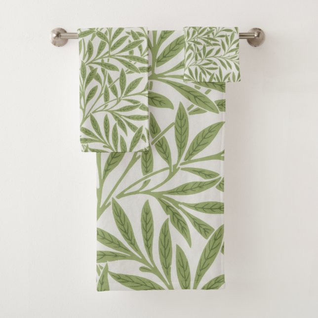Conjunto De Toalhas Padrão Floral Botânico Verde de William Morris (Insitu)