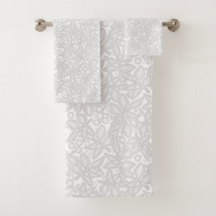 Conjunto De Toalhas Padrão floral branco rosa