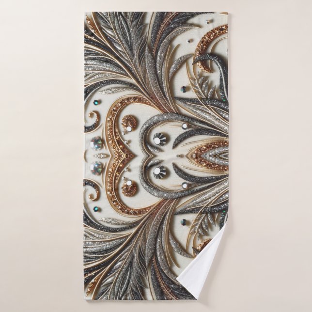 Conjunto De Toalhas Padrão floral brilhante com gemstone (Toalha de Banho)