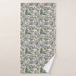 Conjunto De Toalhas Padrão floral contínuo em azul, amarelo e branco