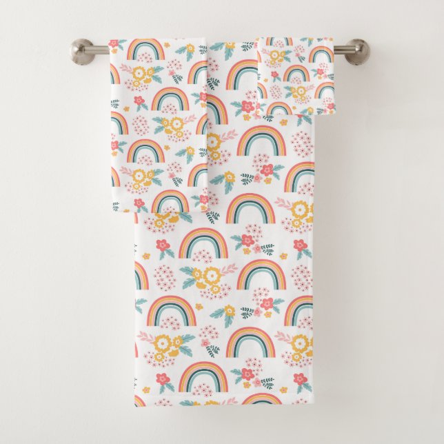 Conjunto De Toalhas Padrão floral cotovelo colorido (Insitu)