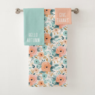 Conjunto De Toalhas Padrão Floral de Amor Perene Elegante Personalizad