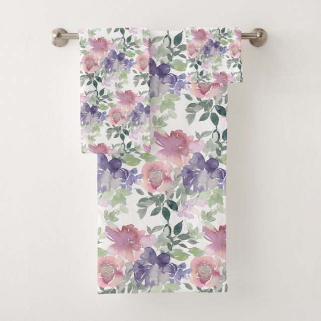 Conjunto De Toalhas Padrão Floral de Aquarela (Insitu)
