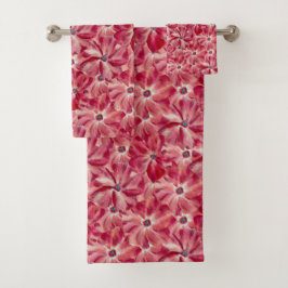 Conjunto De Toalhas Padrão Floral de Aquarela Vermelha Moderna