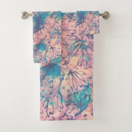 Conjunto De Toalhas Padrão Floral de Colorida de Aquarela abstrato