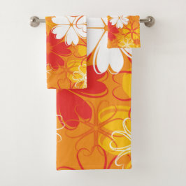 Conjunto De Toalhas Padrão Floral de Ilustração Colorida Bonita