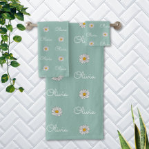 Padrão Floral de Margarida Branca com Nome Persona