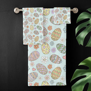 Conjunto De Toalhas Padrão Floral de Ovos de Páscoa Pastel Caprichoso