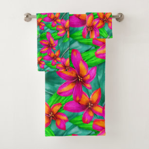 Conjunto De Toalhas Padrão Floral de Paraíso Tropical