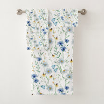 Padrão Floral de Prado de Flores Silvestres em Aqu