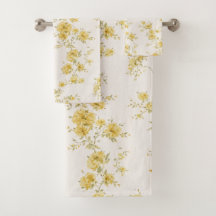 Padrão Floral de Rosas Amarelas Vintage Elegantes