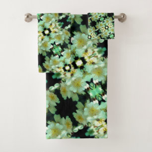Conjunto De Toalhas Padrão Floral de Rosas Brancos Selvagens