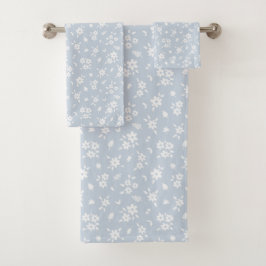 Conjunto De Toalhas Padrão Floral Ditsy Casa de Praia Pale Azul